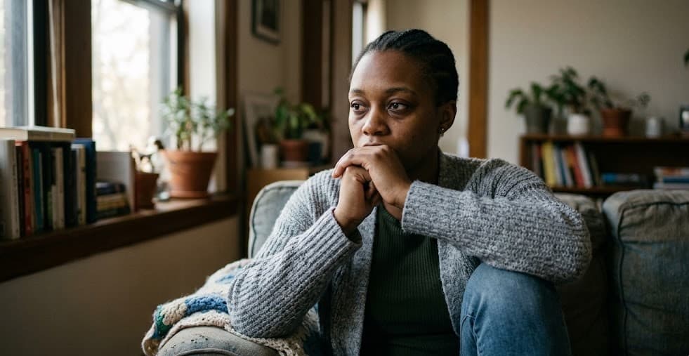 Person living with sickle cell disease experiencing emotional and physical fatigue