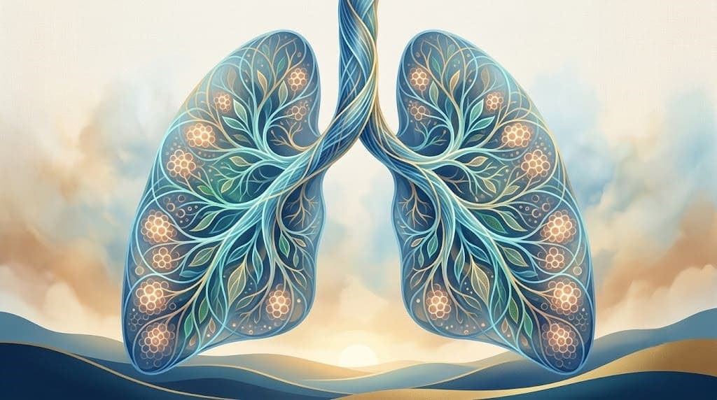 Illustration of pulmonary complication in sickle cell disease affecting lung function