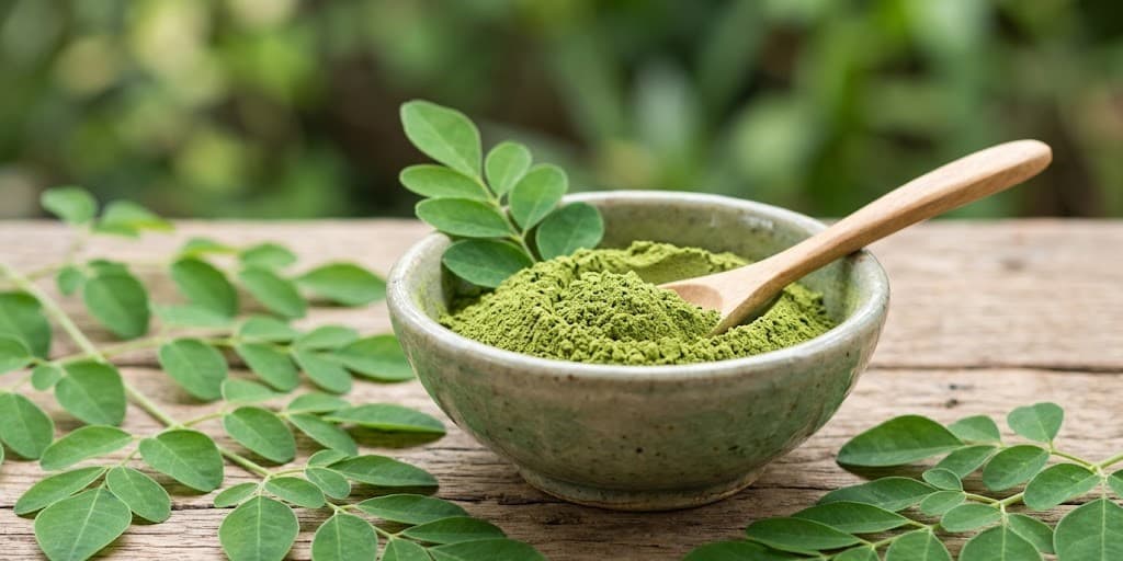 Moringa oleifera leaves and powder, shown to inhibit red blood cell sickling in lab research